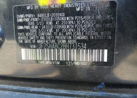 2011 Subaru Forester 2.5X из США, поврежденный, VIN JF2SHABC2BH731534